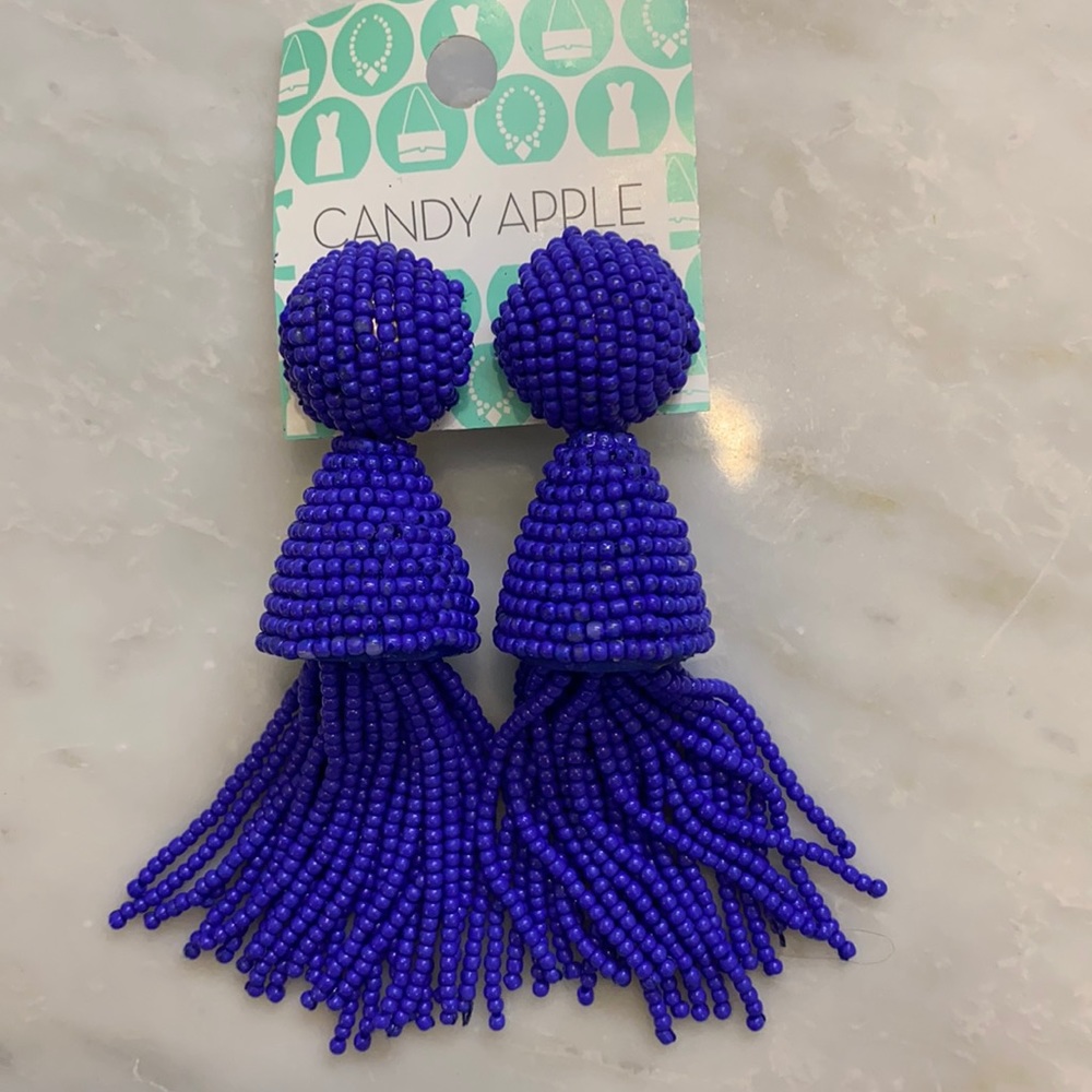 Purple tassel earrings NWT